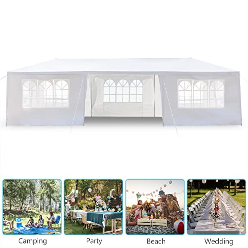 DOINUO White Party Tent 10'x30' Outdoor Wedding Canopy Tents for Parties with 7 Removable Sidewalls Waterproof Event Gazebo Shelter Tent Perfect for Birthday Wedding Graduation - WoodArtSupply