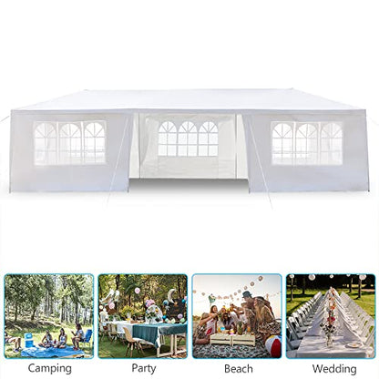 DOINUO White Party Tent 10'x30' Outdoor Wedding Canopy Tents for Parties with 7 Removable Sidewalls Waterproof Event Gazebo Shelter Tent Perfect for Birthday Wedding Graduation - WoodArtSupply