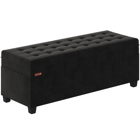 ABHENG Velvet Storage Ottoman Bench, End of Bed Bench with Legs, Large Entryway Bench, Foot Rest Stool, Tea Table for Bedroom, Living Room, Loads 770 lb, 15.7"L x 43"W x 15.7"H, Ink Black, UASND62B ABHENG