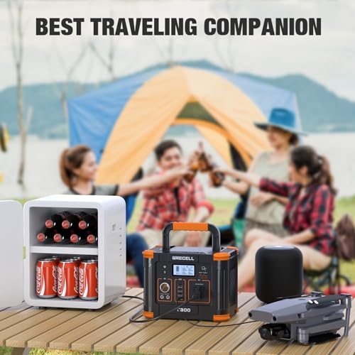 Portable Power Station 300W (Peak 600W), GRECELL 288Wh Solar Generator with 60W USB-C PD Output, 110V Pure Sine Wave AC Outlet Backup Lithium Battery for Outdoors Camping Travel Hunting Home  - WoodArtSupply