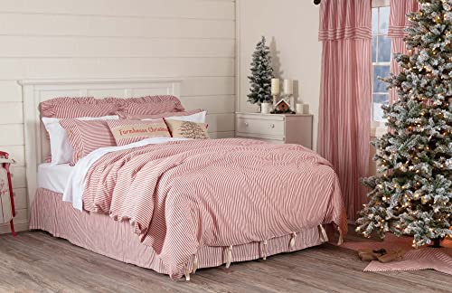 Piper Classics Farmhouse Ticking Stripe Duvet Cover Bedding, Red & Off-White, King 92x108, Comforter Cover w/Twill Ties, Soft, Comfortable, Farmhouse Bedroom Décor Piper Classics