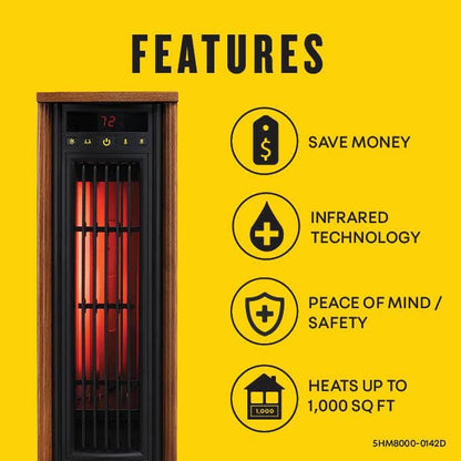 duraflame Electric Tower Heater, Oscillating Tower and Space Heater for Office or Large Room up to 1,000 Square Feet