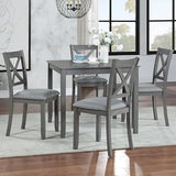 Harper & Bright Designs Modern 5-Piece Wooden Dining Table Set for 4, Grey Square Kitchen Table & 4 Upholstered Seating Chairs, Acacia/Birch Veneer, Space-Saving Design for Dining Room & Small Spaces Harper & Bright Designs