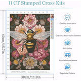 Legrace Bee Cross Stitch Kits for Adults - Stamped Crossstitching Kits Preprinted 11 Count Cross-Stitch Kit for Beginner, 11CT Prestamped Easy Pattern Needlepoint Kits Crafts for Decor