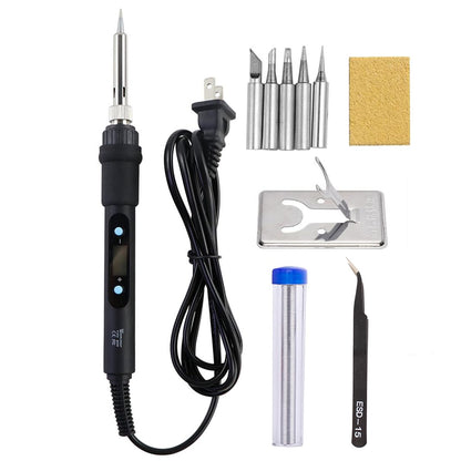 60W Soldering Iron LCD Digital Display Adjustable Temperature Electric Solder Iron 110V Welding Rework Repair With Tips Tin Tools Kit (60W Digital SET-2)