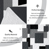 Tyrot 3 Piece Black Grey Quilt Set Full/Queen Size Black White Geometric Reversible Bedding Set Microfiber Lightweight Bedspread Coverlet with 2 Shams Modern Bed Covers for All Season, 90''x96'' Tyrot