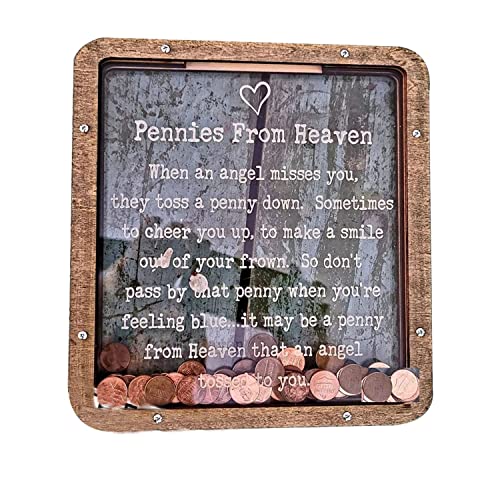 Pennies from Heaven Bank Wooden Piggy Bank Penny Bank Coin Boxes Paradise Personalized Wooden Transparent Acrylic Piggy Bank for Kids Family Friends Home Decor WoodArtSupply