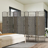 HOMCOM 8 Panel Room Divider, Folding Privacy Screen, 5.6' Room Separator, Wave Fiber Freestanding Partition Wall Divider, Dark Gray HOMCOM