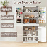 GRUSIGN 72" Kitchen Pantry Storage Cabinet with Doors and Shelves, Wood Farmhouse Pantry Storage with Barn Doors for Kitchen, Dining Room, Living Room GRUSIGN