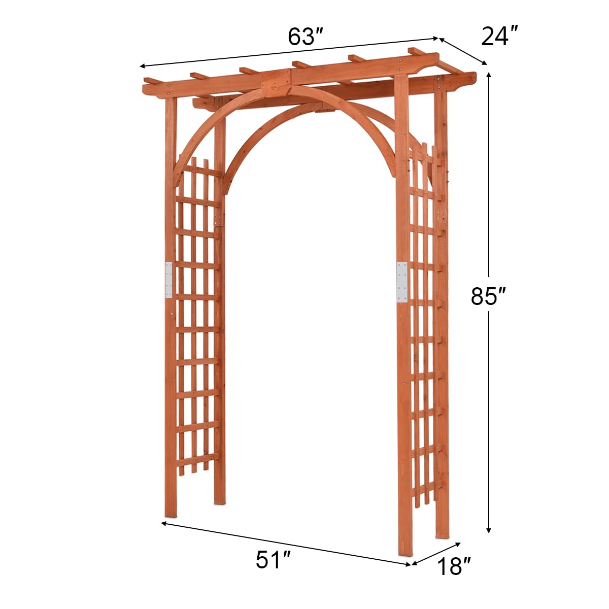 Giantex 85inch Wooden Garden Arch Wedding Arch for Ceremony, Garden Arbor Trellis for Climbing Plants Vines, Easy Assembly, Outdoor Flower Arches Wedding Arbor for Bridal Party - WoodArtSupply