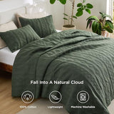 Bedsure 100% Cotton Quilt Set - Queen Size Bedspread, Lightweight Soft Bed Coverlet, 3-Piece Cozy Stitching Quilt Set with 2 Pillow Shams in Geometric Pattern for All Season, 90x96 inches, Olive Green Bedsure
