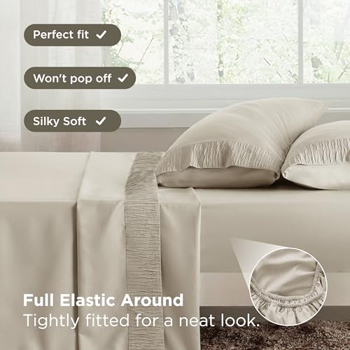 Bedsure King Size Sheets Set - 4 Pieces Soft King Sheets - Breathable & Cooling - Hotel Luxury - Easy Care Polyester Microfiber Bedding for Women, Men, Linen Bedsure