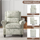 UIXE Floral Pushback Recliner Chair, Fabric Overstuffed Armchair Push Back Accent Chair for Living Room, Rivet Trim Club Chair Home Theater Single Sofa Bedroom Side Reading Seat - Rococo Green