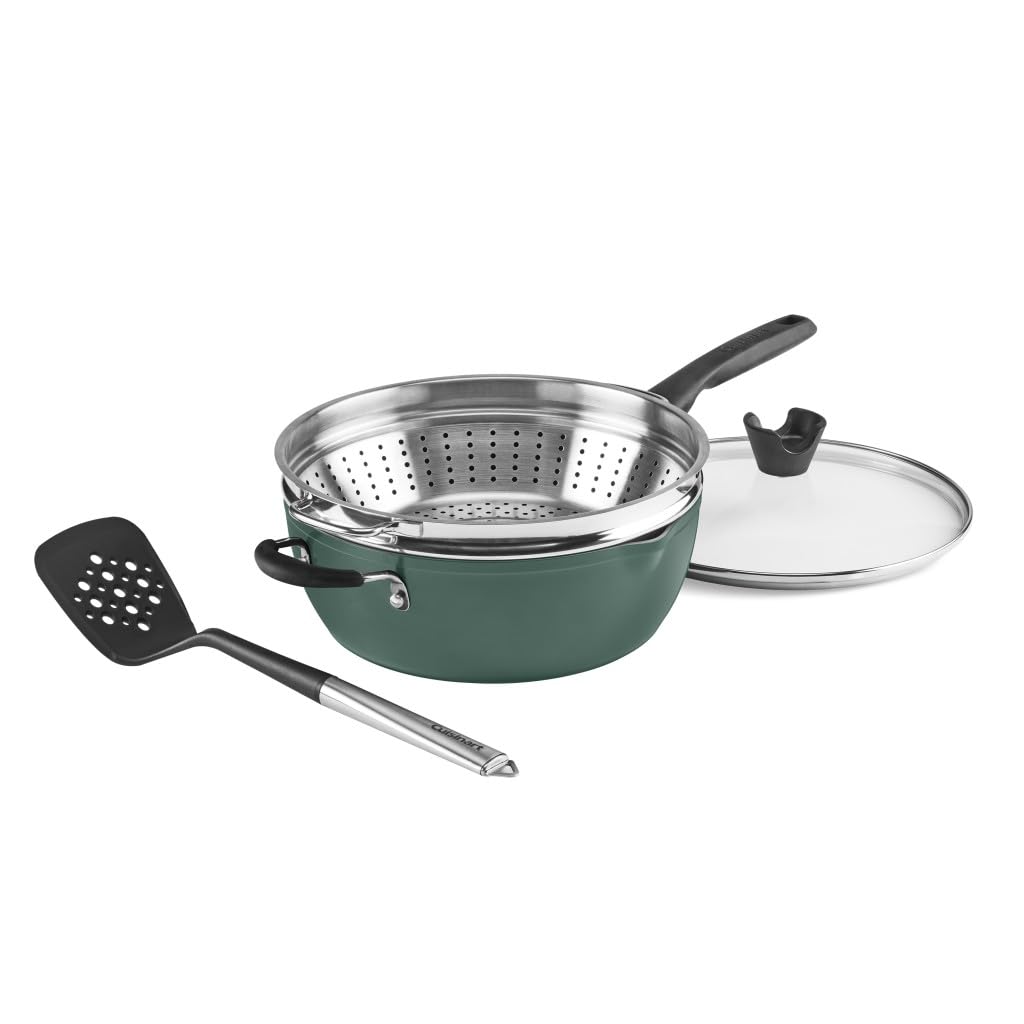 Cuisinart Preferred Pan 4-Pc Set - Sensible Sage Green (4.5 Qt. Multi-Purpose Pan w/Cover, Steamer, Slotted Turner) Cuisinart