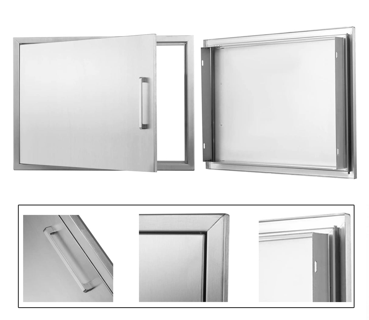 Outdoor Kitchen Doors- 30" W x 21" H - Stainless Steel BBQ Double Access Door,Flush Mount for Outdoor Kitchen and BBQ Island yuxiangBBQ