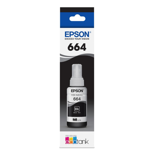 EPSON 664 EcoTank Ink Ultra-high Capacity Bottle Black (T664120-S) Works with EcoTank ET-2500, ET-2550, ET-4500, ET-4550, ET-2600, ET-2650, ET-3600, ET-16500