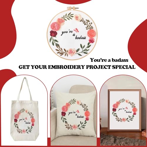 Topapfo Funny Embroidery Kit for Beginners Adults, Stamped Embroidery Pattern Cross Stitch Kits Needlepoint with Hoop Threads Needles Tools
