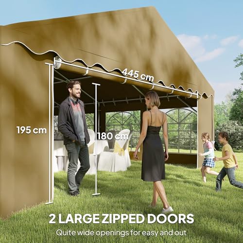 Outsunny 20' x 40' Heavy Duty Party Tent, Galvanized Outdoor Canopy Tent Large Event Shelter with Removable Sidewalls, 12 Windows and 2 Doors, Tents for Parties, Wedding, Events, BBQ Grill, Brown Outsunny