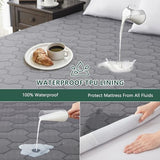 Queen Size Waterproof Mattress Protector, 40% Rayon Derived from Bamboo Grey Mattress Pad Cover, 3D Air Fabric Breathable Mattress Pad Fitted with Deep Pocket 6"- 15" Machine Washable FELTYBED