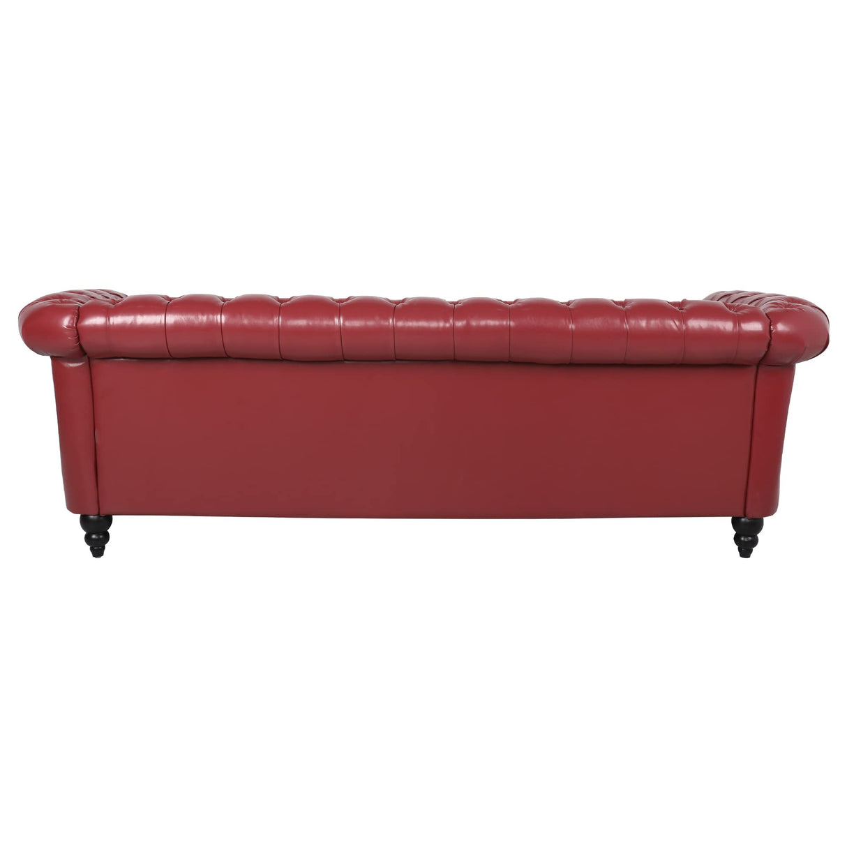 PHOYAL 3 Seater Sofa, Faux Leather Chesterfield Sofa Modern Tufted Couch 3 Seater Large Sofa with Scroll Arms and Nailhead for Living Room, Claret PHOYAL
