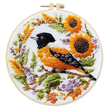 FRANDEK DIY Bird Embroidery Kit for Beginner, Stamped Handicraft Needlework Set, Full Thread Palette with Needles & Fabric for Adults, Artisan Handmade Home Decor Gift