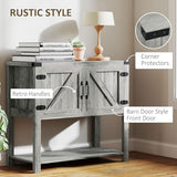 HOMCOM Farmhouse Double Door Coffee Bar Cabinet, Console Table, Sideboard Buffet Cabinet with Bottom Shelf for Entryway, Living Room, Stone Gray HOMCOM