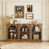 LITTLE TREE 63" Modern Console Sofa Table with 3-Tier Storage, Wooden Rectangular Foyer Table, for Entrance, Hallway, Living Room, Rustic Brown LITTLE TREE