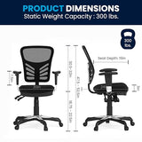 Flash Furniture Nicholas Mid-Back Swivel Desk Chair with Wheels, Mesh Back, Padded Seat, and Armrests, Adjustable Height Mesh Ergonomic Office Chair, Black Flash Furniture