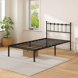 Kujielan Twin Size Bed Frame with Modern Headboard, Metal Platform Bed Base with Strong Support, No Box Spring Needed, Easy Assembly, Noise Free，Black Kujielan