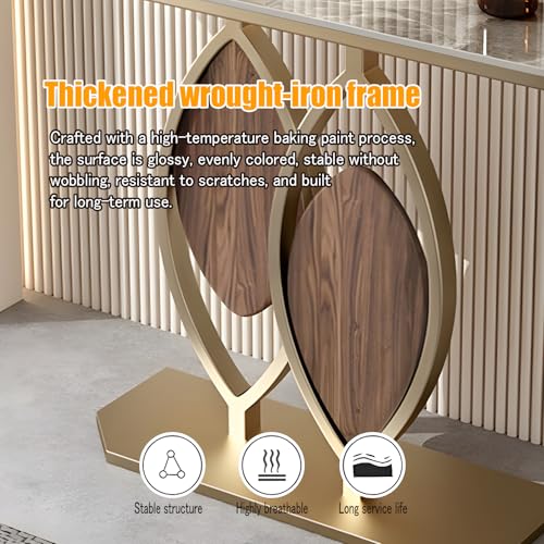 Modern Console Table, Luxury Faux Marble Entryway Table Narrow Metal Sofa Table for Hallway, Living Room, Foyer, 39.4" 47.2" 59.1" Wide, Easy Assembly VinLeap