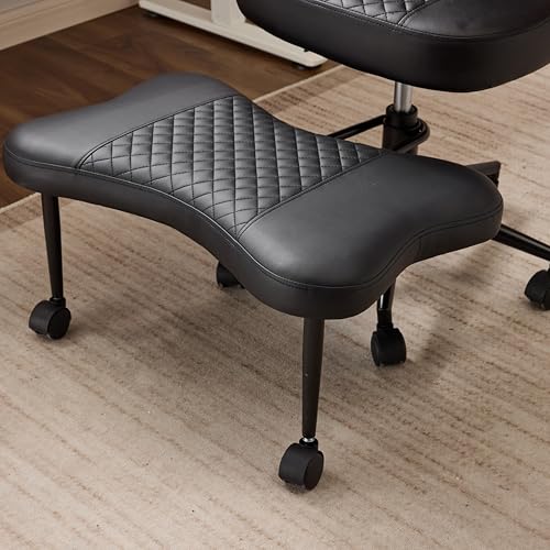 Ergonomic Home Office Chair with Wheels, Swivel Cross Legged Desk Chair, Plush Wide Criss Cross Kneeling Chair for Meditation,Black Merax