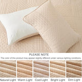 Cmfshape King Quilt Bedding Set - 3 Pieces Reversible Ultrasonic Quilt with Classic Patchwork Pattern,Soft Lightweight Bedspread Coverlet for All Season with 2 Pillow Shams,King Beige(104"x92") Cmfshape