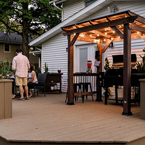 Backyard Discovery Saxony Wooden Grill Gazebo, Insulated Steel Roof, Cook Station, Barbeque, Patio, Deck, Withstand Wind and Snow, Corrosion