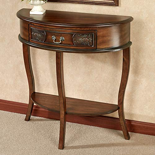 Touch of Class Pennington Console Table Natural Cherry - Handcrafted Wood - Half Circle Moon - Victorian Style - Elegant Regal Furniture Tables for Entryway - 30 Inches High Touch of Class