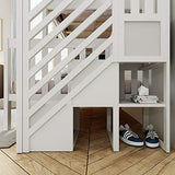 Max & Lily Bunk Bed, Twin-Over-Full Bed Frame For Kids With Stairs, White Max & Lily