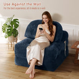 Vellorise Folding Sofa Bed, Convertible Sleeper Chair with Back Support and Pillow Futon,Boneless Foldable Couch for Living Room/Guest Use/Home Office, Foldable Chair Bed for Adults, Navy Blue Vellorise