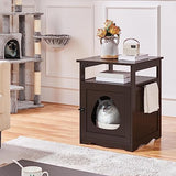 Yaheetech Cat Litter Box Enclosure, Hidden Litter Box Furniture with Open Shelf, Indoor Cat Washroom, Storage Cabinet Pet Crate, Side End Table, Wooden Pet House Espresso Yaheetech