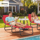 Outsunny Folding Chaise Lounge Pool Chairs, Outdoor Sun Tanning Chairs with 5-Level Reclining Back, Steel Frame for Beach, Yard, Patio, Red