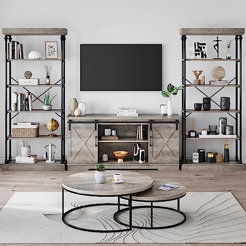 CABIHOME Rustic Industrial 6-Tier Bookshelf with Metal Frame for Stylish Storage and Display CABIHOME