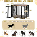 Dog Crate Furniture Foldable with Dog Bed Mat, 27" No Assembly Decorative Dog Kennel Indoor, Heavy Duty Small Collapsible Dog Crates for Small Dogs (Under 25 lb), Wooden Dog Cage TNELTUEB