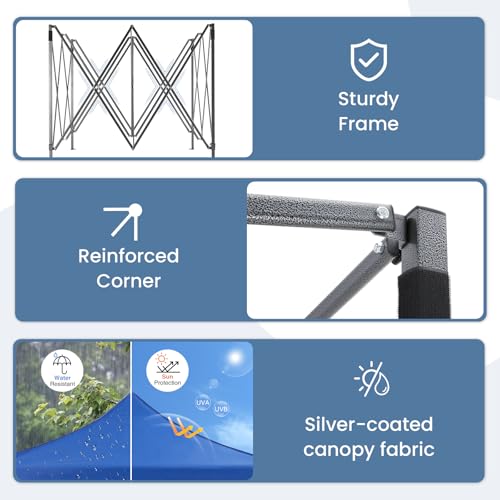 NEWBULIG Pop Up Canopy 9.5x9.5 FT Easy Up Tents for Camping Parties Events Beach Backyard Portable Outdoor Shelter Heavy Duty Instant Sun Shade with Sand Bags NEWBULIG