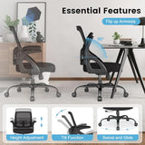 AnyGod Big and Tall Office Chair, Ergonomic Desk Chair Mesh Mid Back with Comfy Lumbar Support Swivel Task Executive Chairs with Wheels, Flip up Arms for Home, Office, Study AnyGod