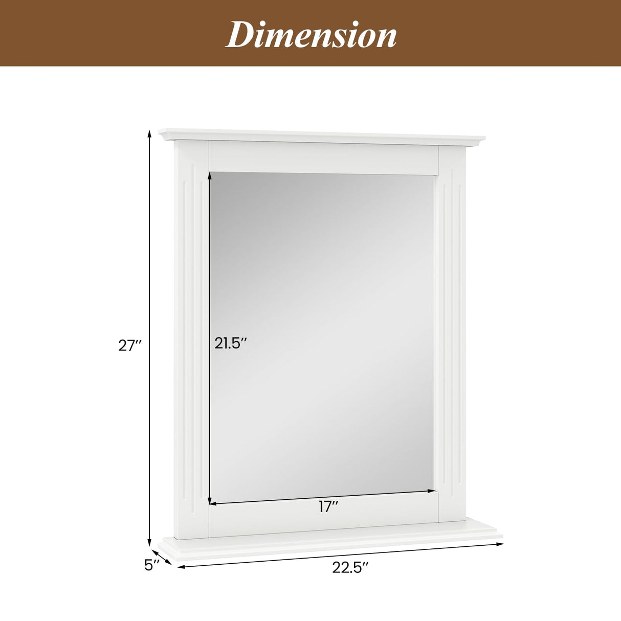 CHARMAID Bathroom Mirror with Shelf - 27" x 22.5" Wall Mirror Over Bathroom Sink, Wooden Frame Modern Rectangular Hanging Vanity Makeup Mirrors for Washroom, Entryway (White,27" L x 22.5" W) CHARMAID