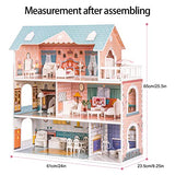 ROBUD Wooden Dollhouse for Kids Girls, Toy Gift for 3 4 5 6 Years Old, with Furniture ROBUD