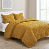 VCNY Home Kaleidoscope Pattern 3 Piece Quilt Set, Full Queen, Gold VCNY Home