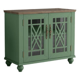 LIVILAND 38" Vintage Style Wood Kitchen Accent Buffet Sideboard Cabinet - Green LIVILAND