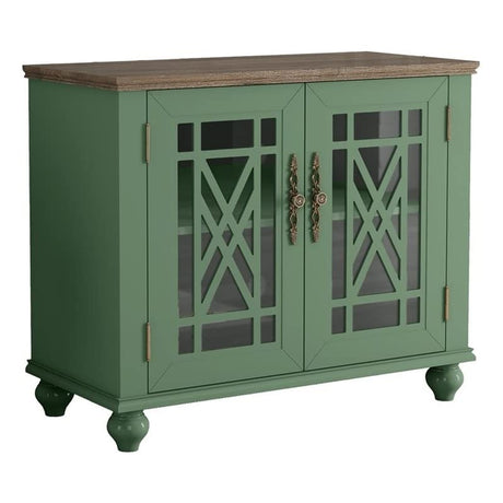 LIVILAND 38" Vintage Style Wood Kitchen Accent Buffet Sideboard Cabinet - Green LIVILAND