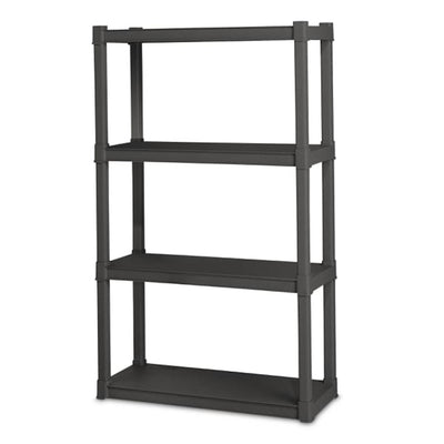 Sterilite 4 Shelf Unit, Heavy Duty and Easy to Assemble Plastic Storage Unit, Organize Bins in the Garage, Basement, Attic, Mudroom, Gray, 1-Pack