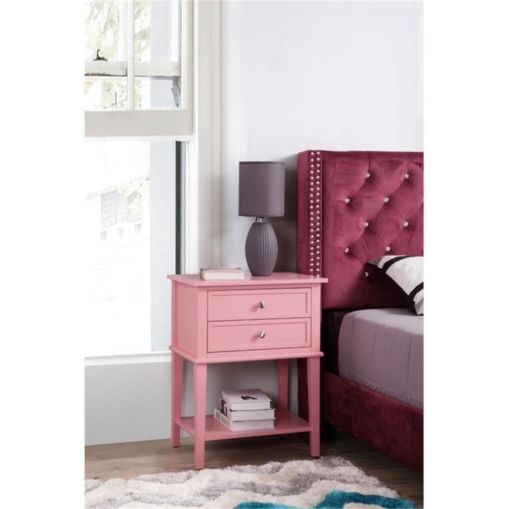 Glory Furniture Newton 2 Drawer Nightstand in Pink Glory Furniture