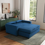 Serta Ainsley 66.5" Convertible Sleeper Loveseat, Full Size, Dreamcoil Comfort, Soft Velvet Fabric, Navy Serta